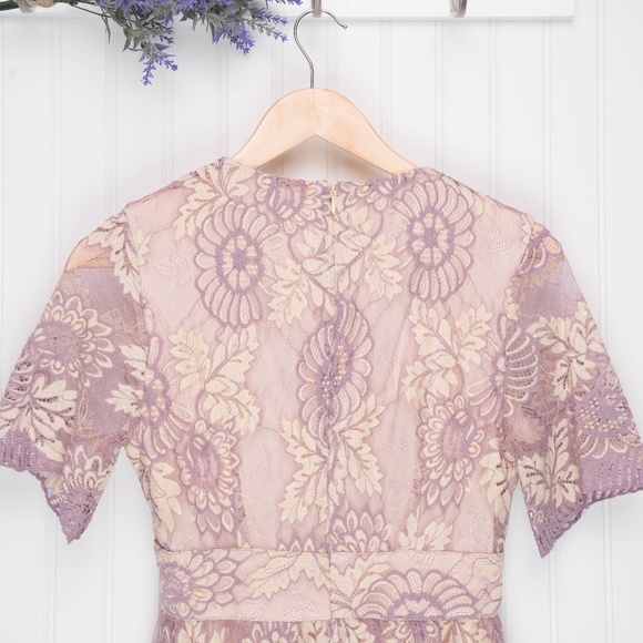 A Semi-sheer Floral Lace Lavender Maxi Dress - Picture 8 of 8